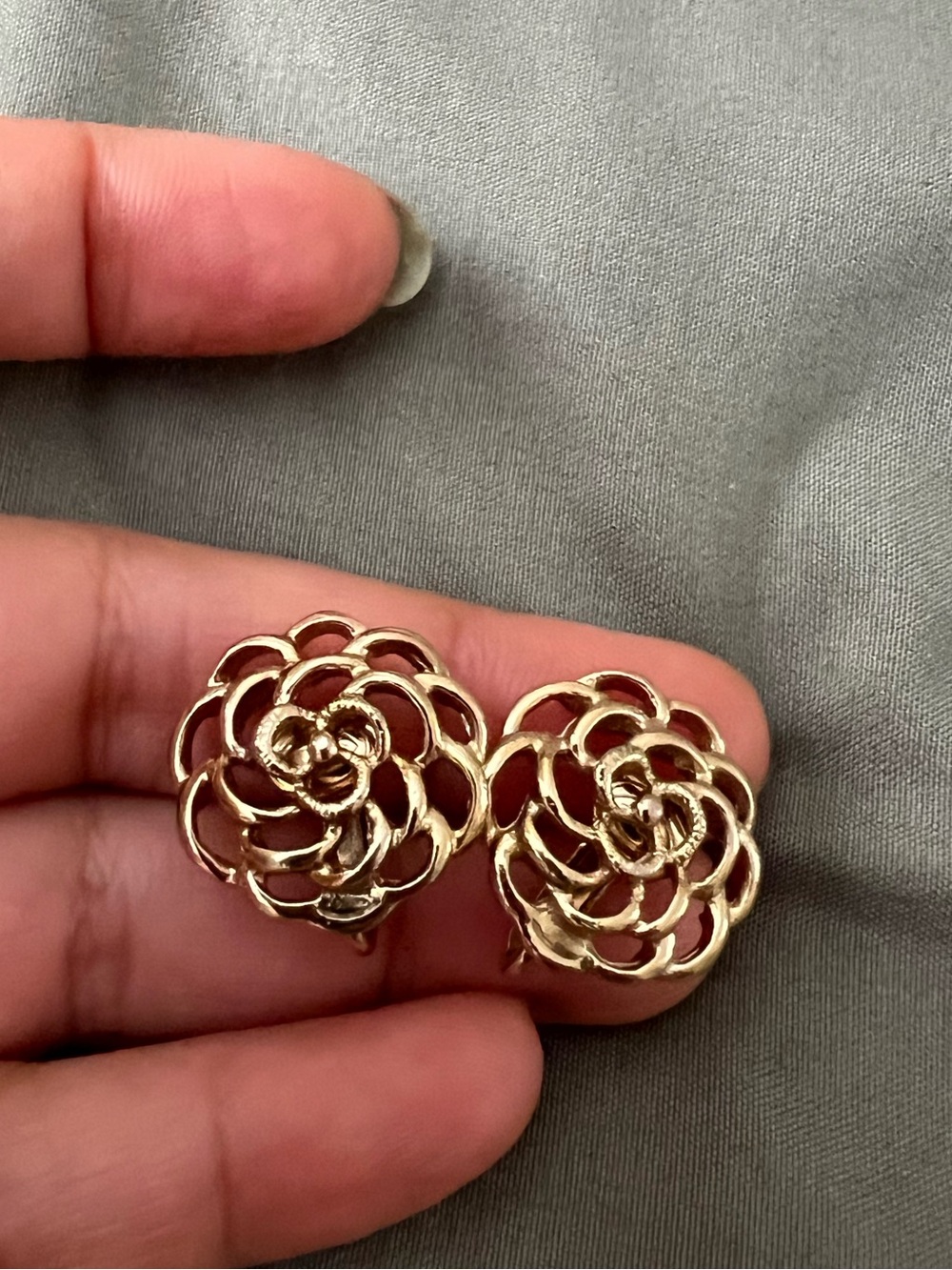 Gold Plated Floral Statement Clip-On Earrings - Women's Jewelry
